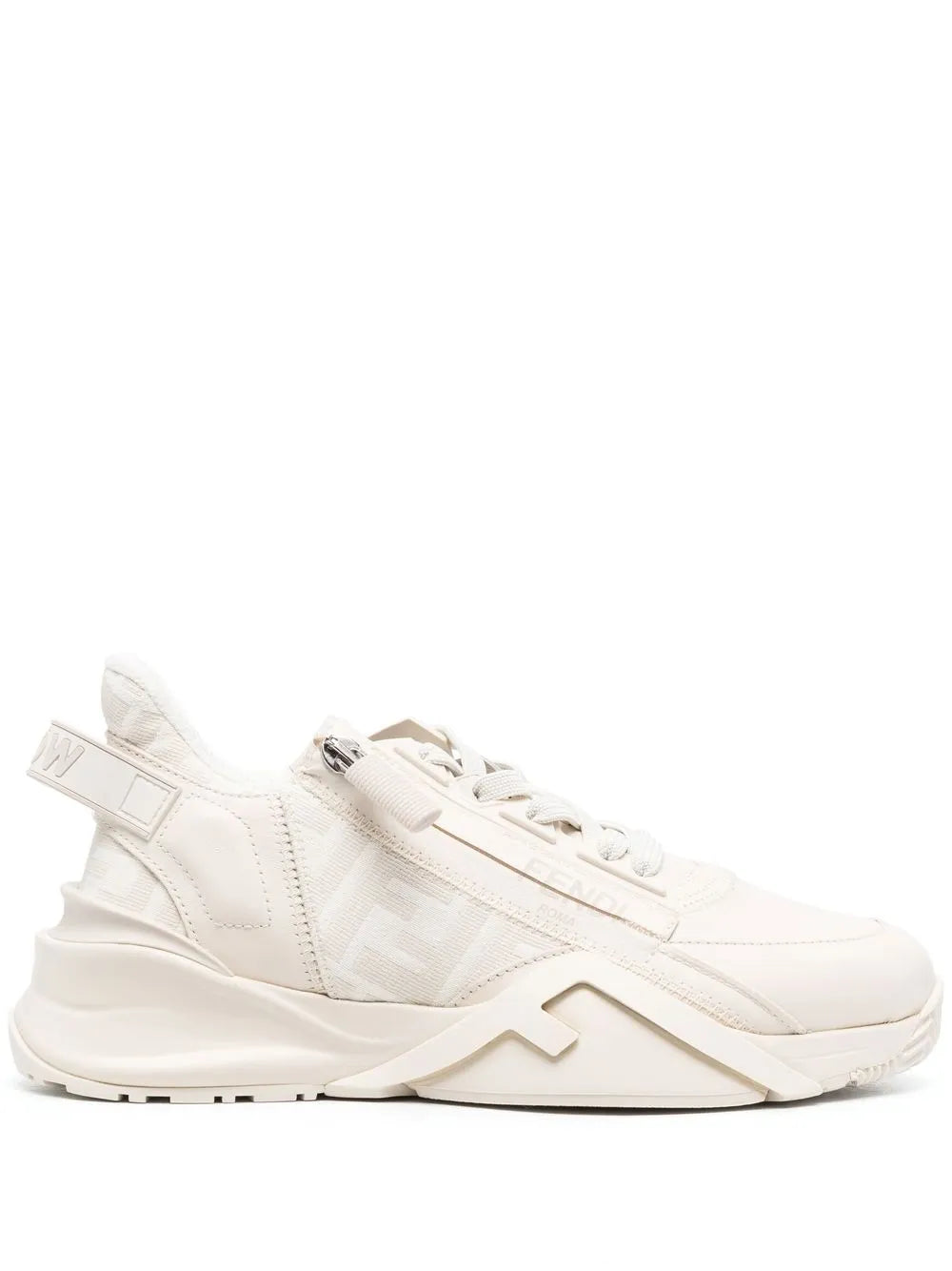 FENDI logo-print white low-top sneakers, lace-up with chunky rubber sole