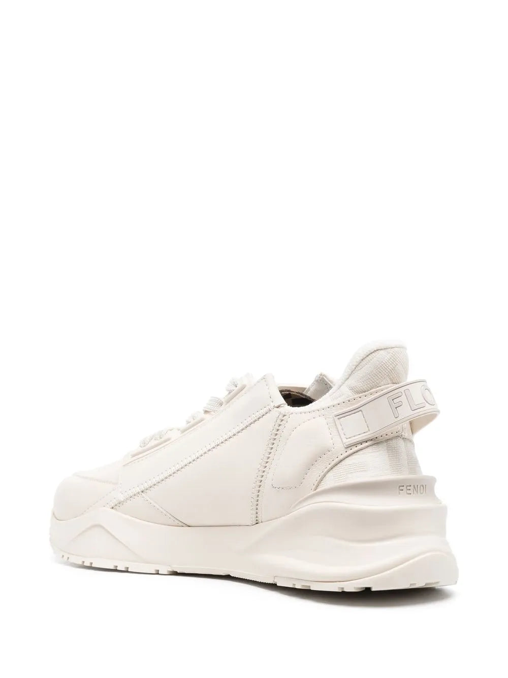 White lace-up sneaker with heel logo detail and smooth side panels