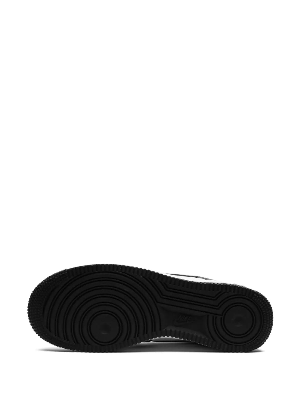 Black Nike Air Force 1 '07 sneaker outsole with circular tread pattern