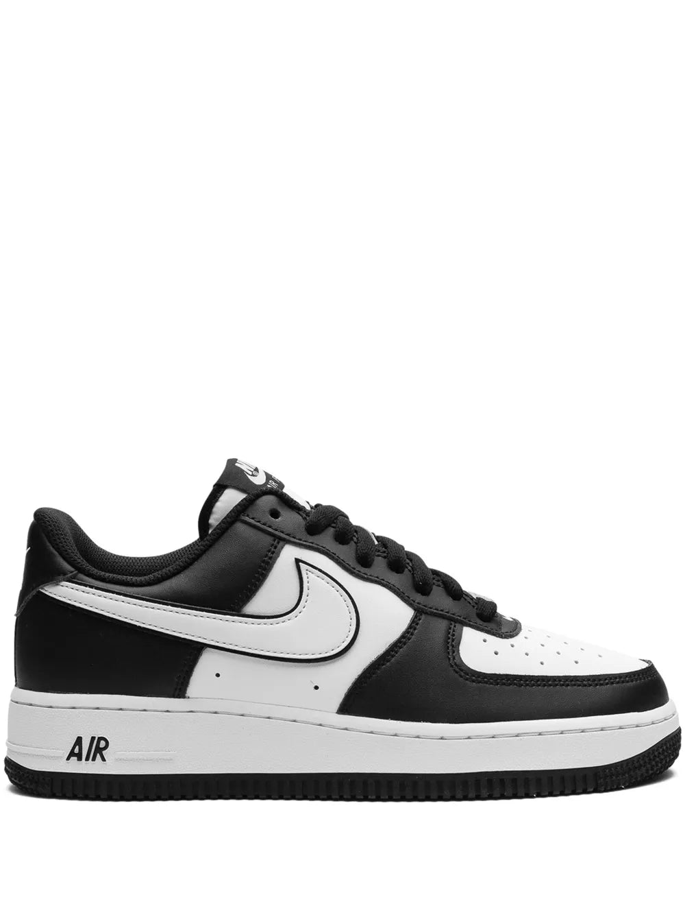 Black and white Nike Air Force 1 '07 low-top sneakers, swoosh and Air logo side