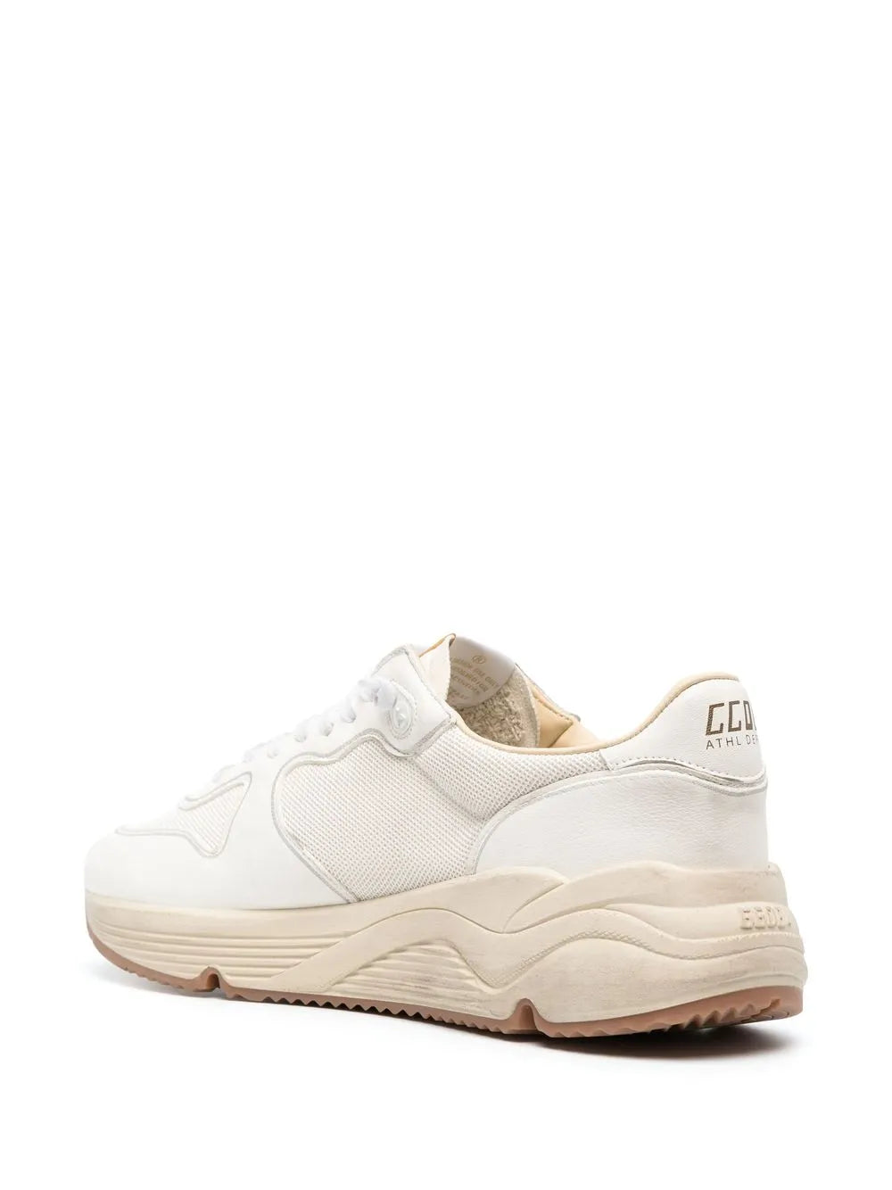 Golden Goose low-top sneakers, white mesh upper with lace-up and chunky tan sole