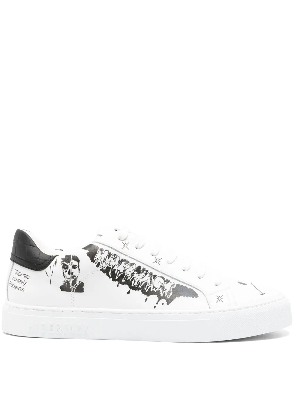Hide&Jack Essence sketch sneakers in white with black graphic side and black heel tab