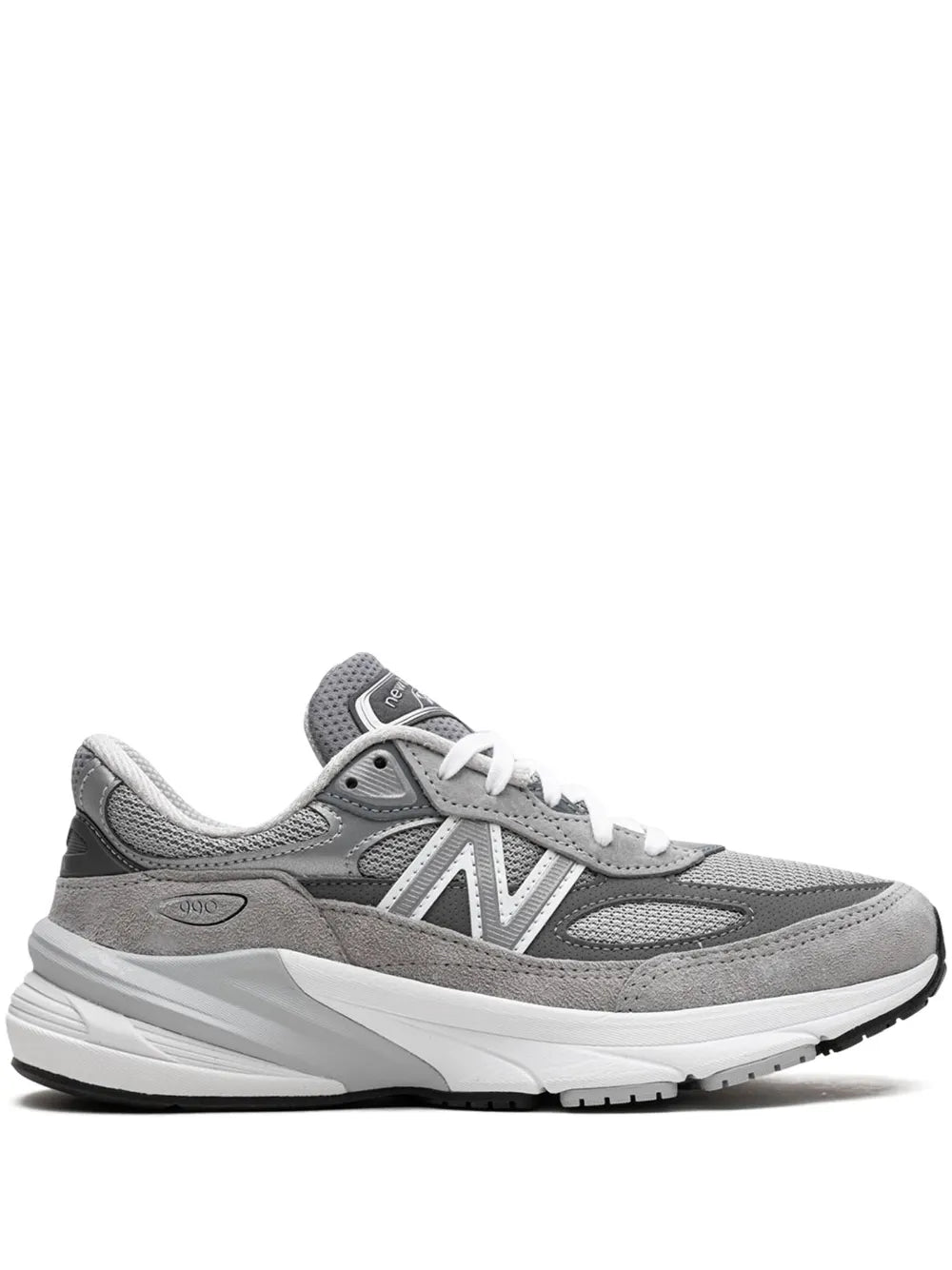 Grey New Balance 990V6 low-top sneakers with white laces and N logo