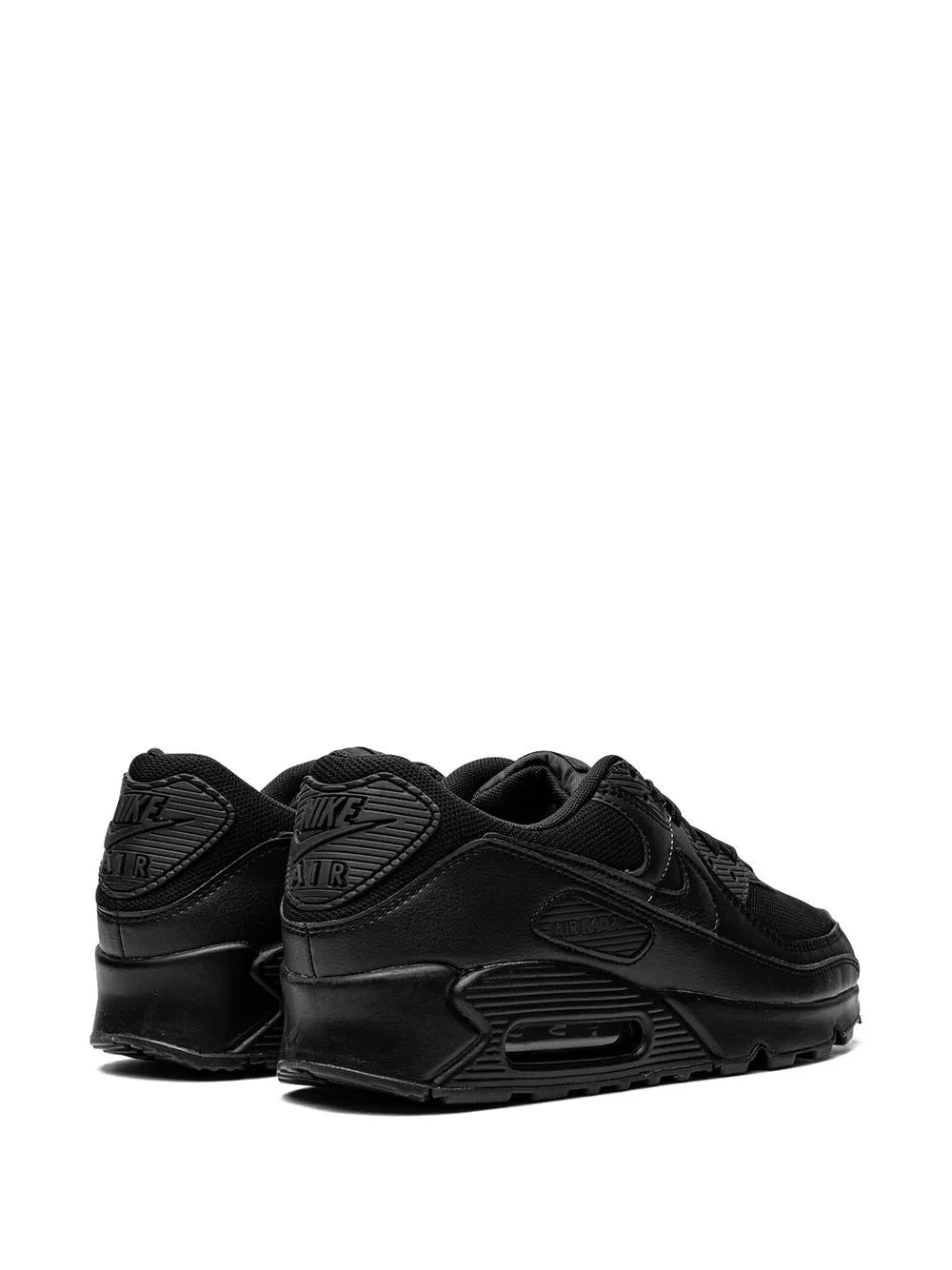 Black lace-up sneaker with rear heel panel and Air Max cushioning sole