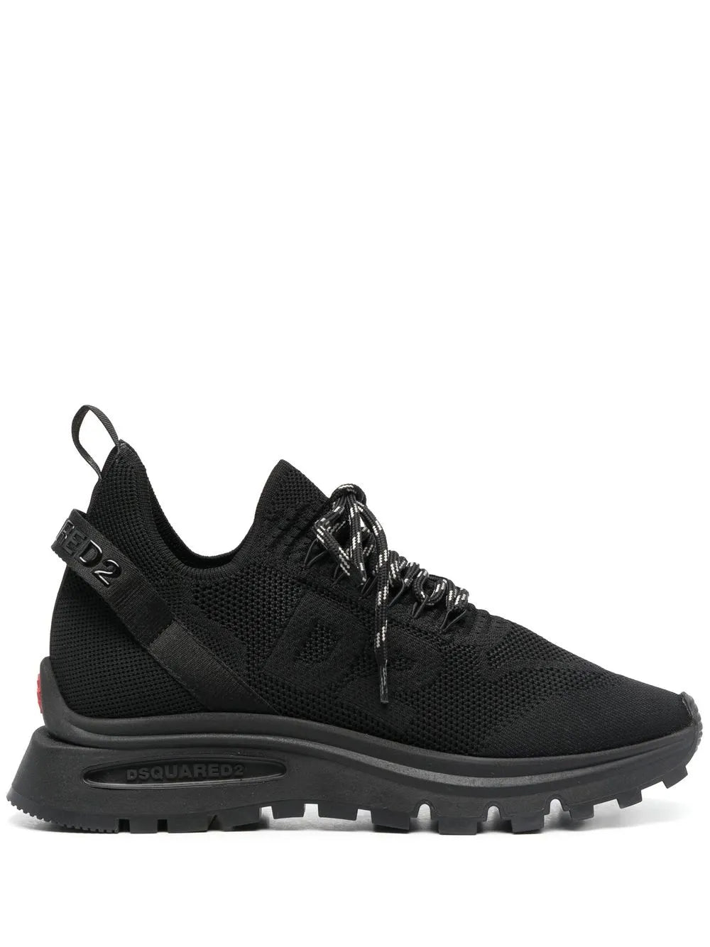 Black Dsquared2 logo-jacquard sneakers with lace-up and chunky tread sole