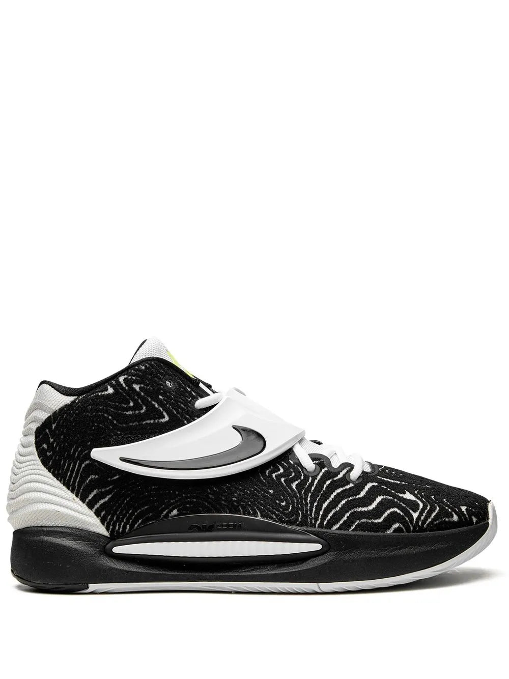Nike KD14 TB low-top sneakers in black and white, with lace-up closure and swoosh logo