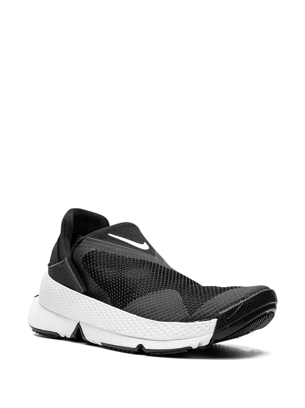 Black slip-on sneaker with white midsole, Nike Swoosh on side panel