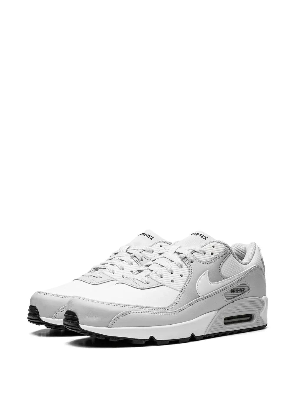 Air Max 90 GORE-TEX sneaker, white with swoosh and visible air unit sole window.