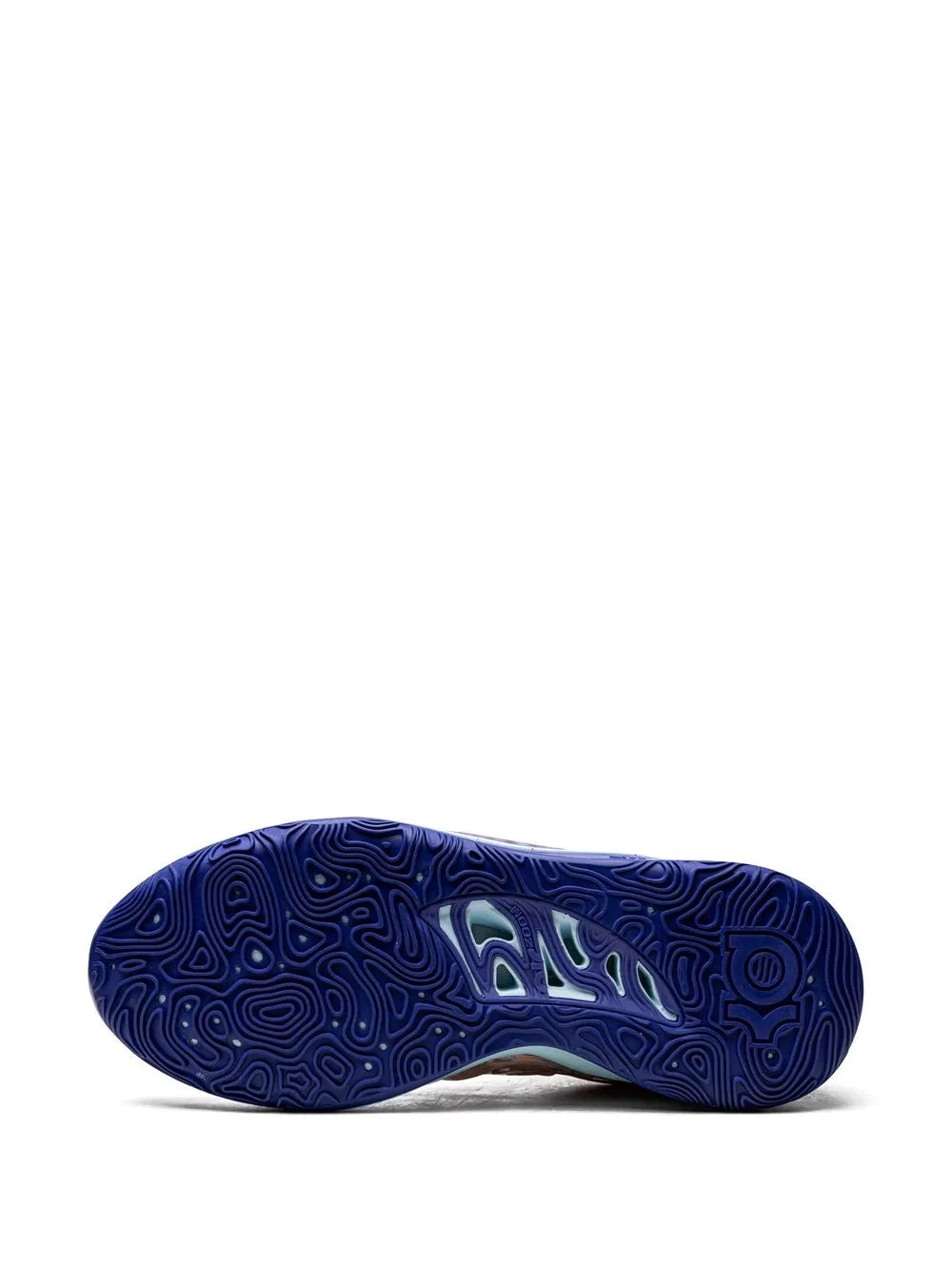 Nike KD 15 outsole view with blue rubber tread pattern