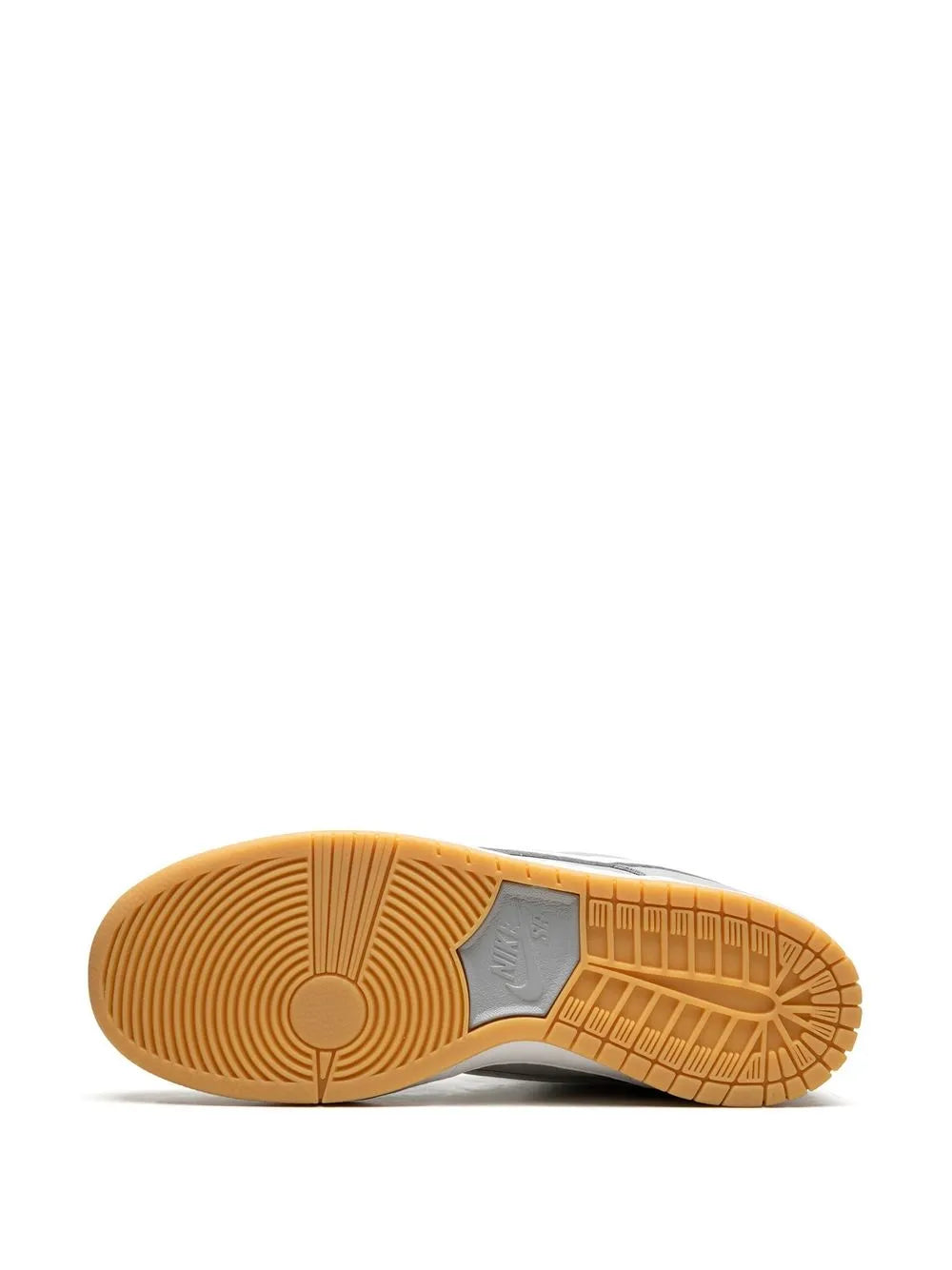 Nike SB Dunk Low Pro ISO outsole view, gum rubber tread with circular grip pattern.