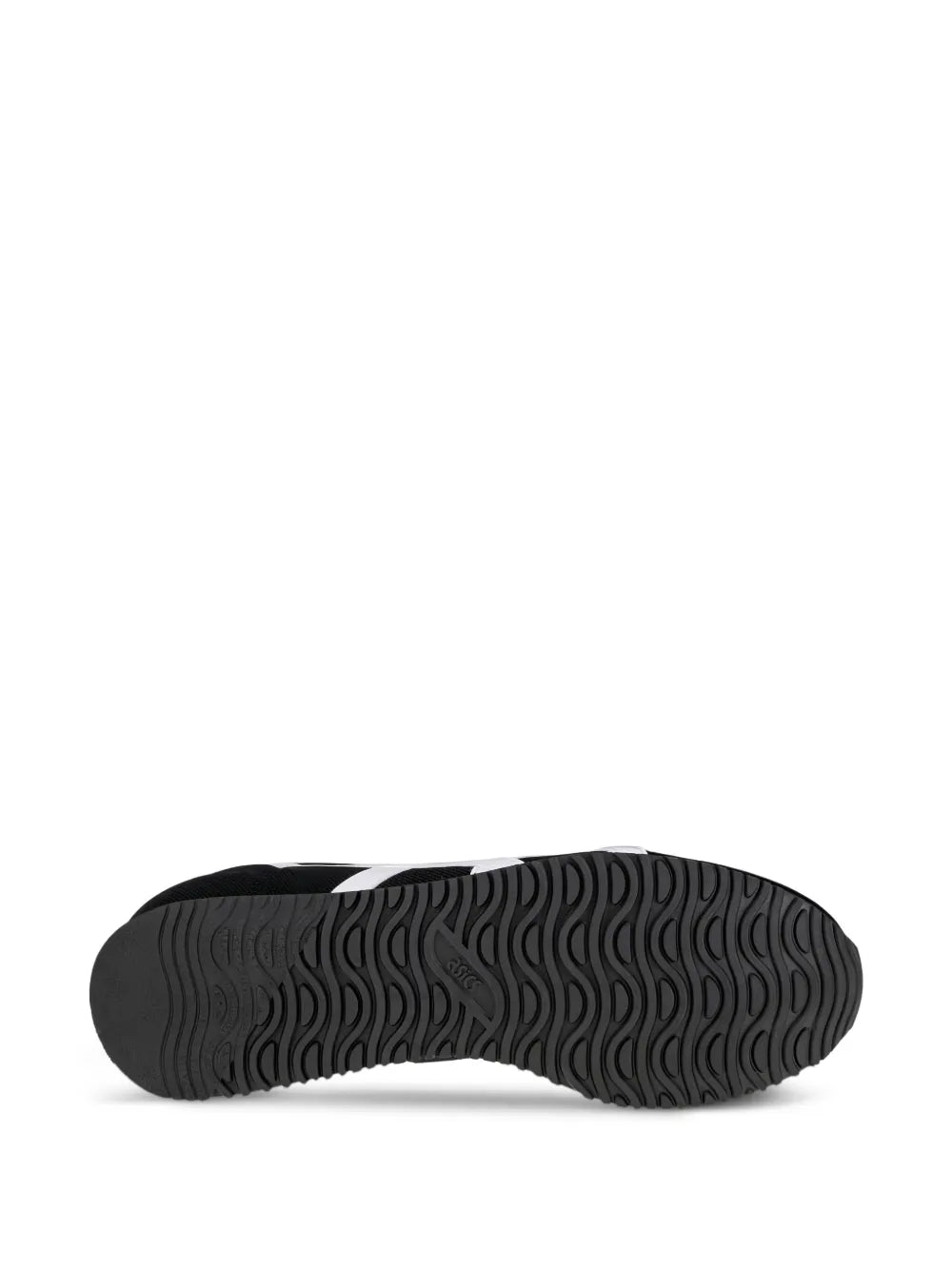 Black rubber outsole with wavy tread for runner sneakers