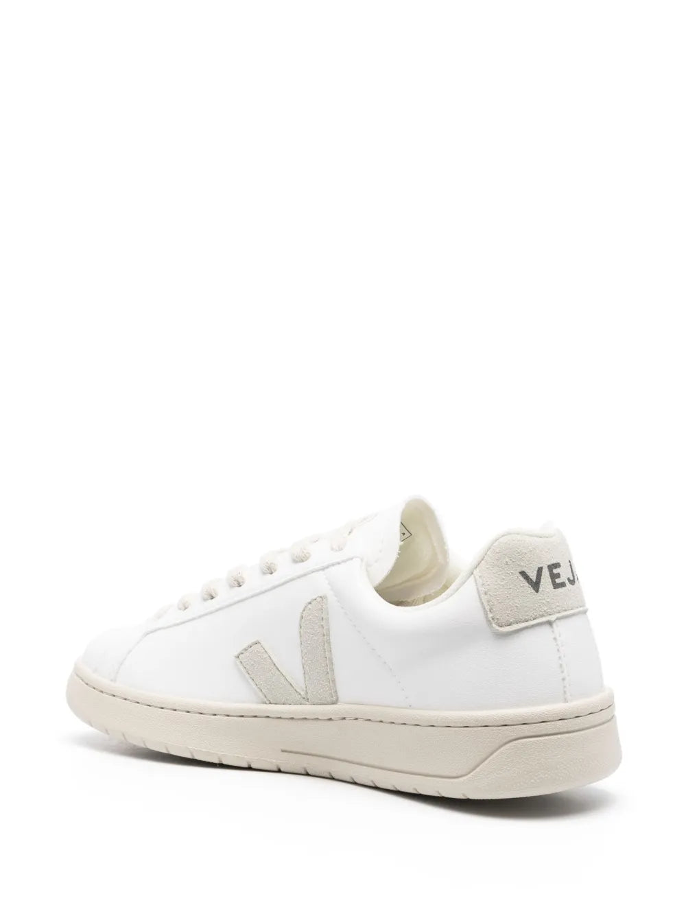 White lace-up sneakers with VEJA heel tab and V side logo