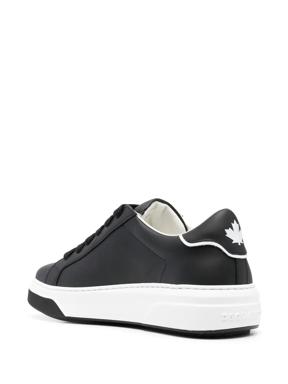 Black Dsquared2 bumper logo-print sneakers with white heel trim and black laces