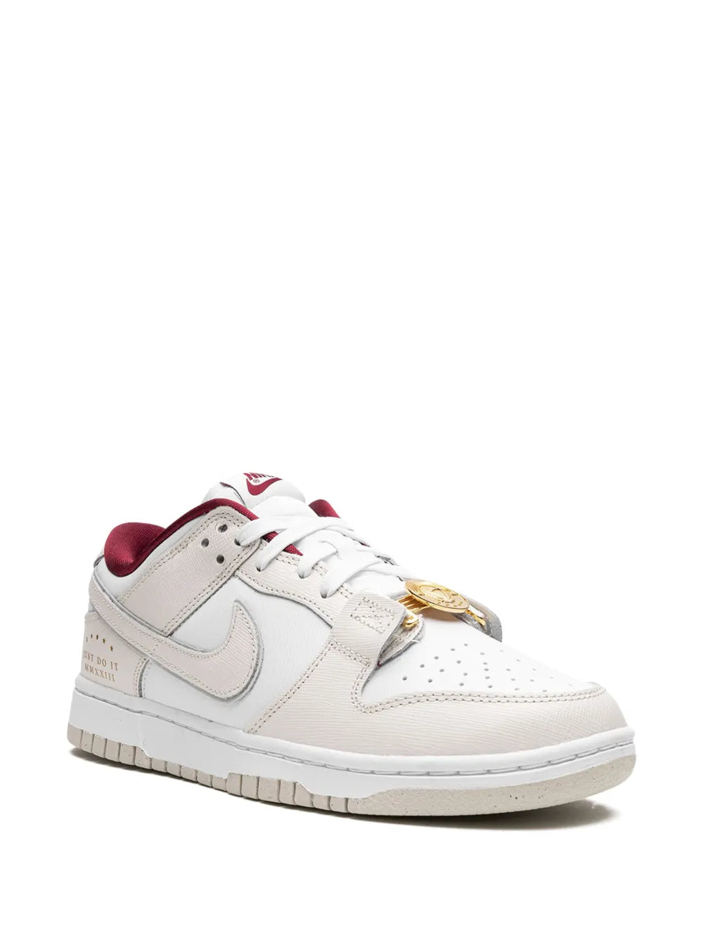 Nike Dunk Low low-top sneakers, white with burgundy lining and Nike Swoosh detail