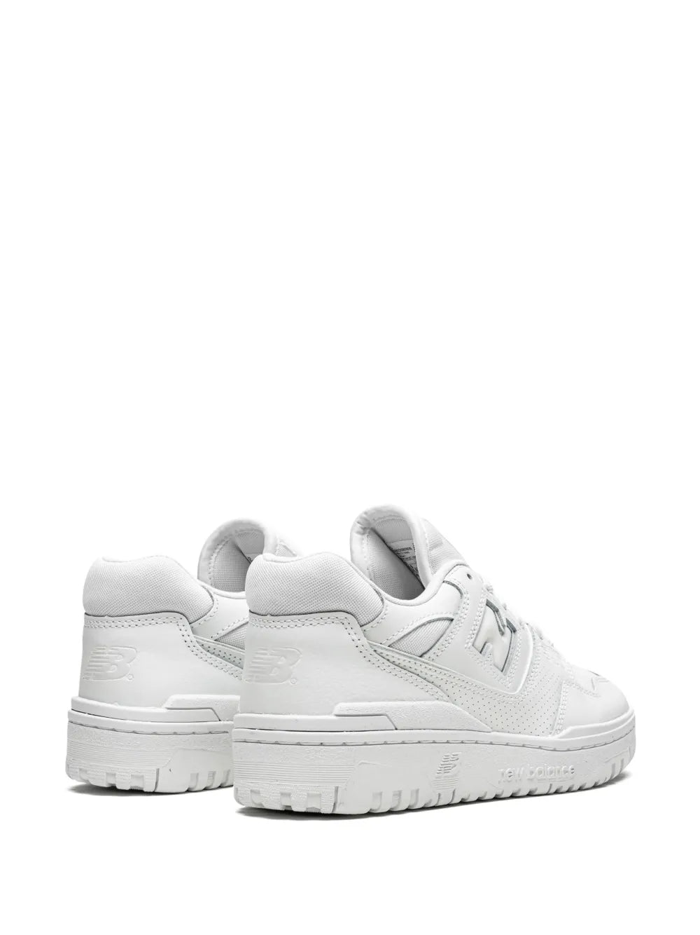 New Balance 550 sneakers, triple white pair with padded collar and lace-up vamps