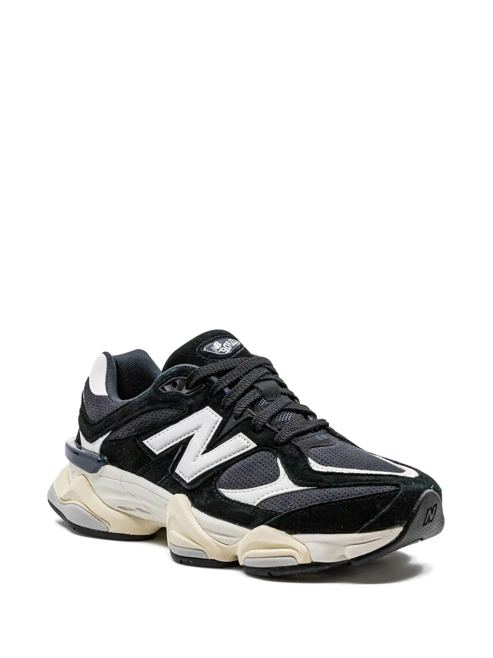New Balance 9060 black, white and beige sneakers, lace-up with New Balance patch