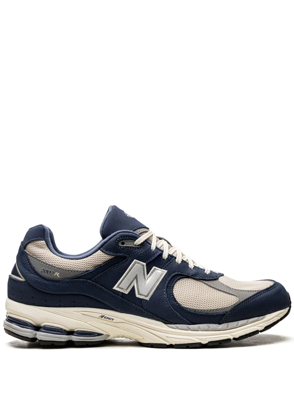 New Balance 2002R low-top sneaker in navy and off-white with cream midsole