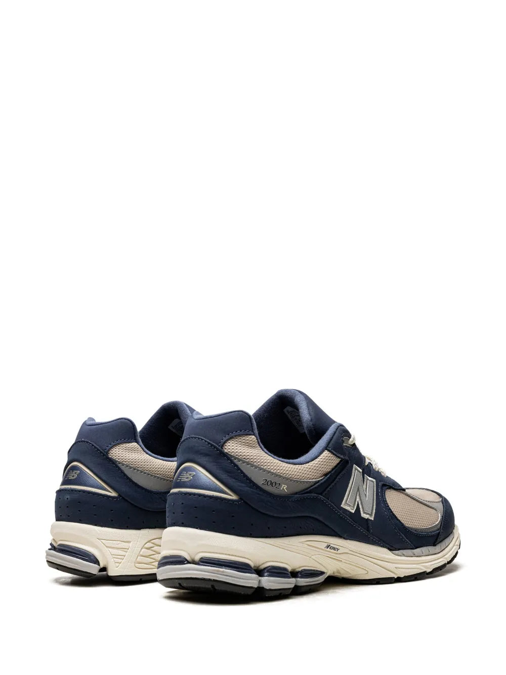 Low-top sneaker, navy suede panels with off-white mesh and cream sole