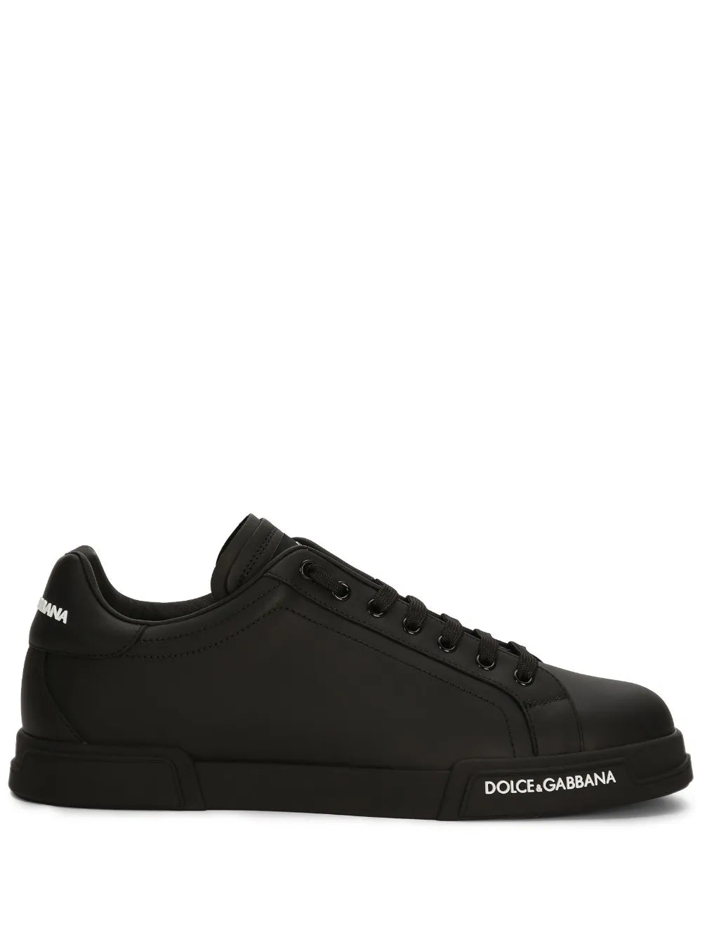 Black low-top sneakers with lace-up and Dolce & Gabbana logo patch