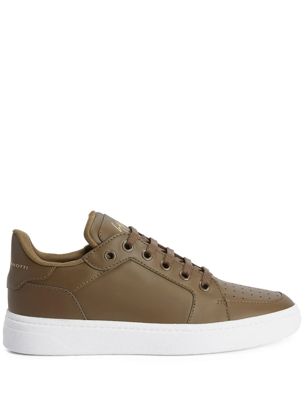 Giuseppe Zanotti brown lace-up low-top sneakers, perforated toe, white rubber sole