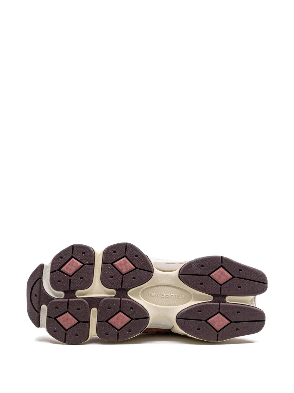 Shoe outsole with dark rubber hex tread and light midsole