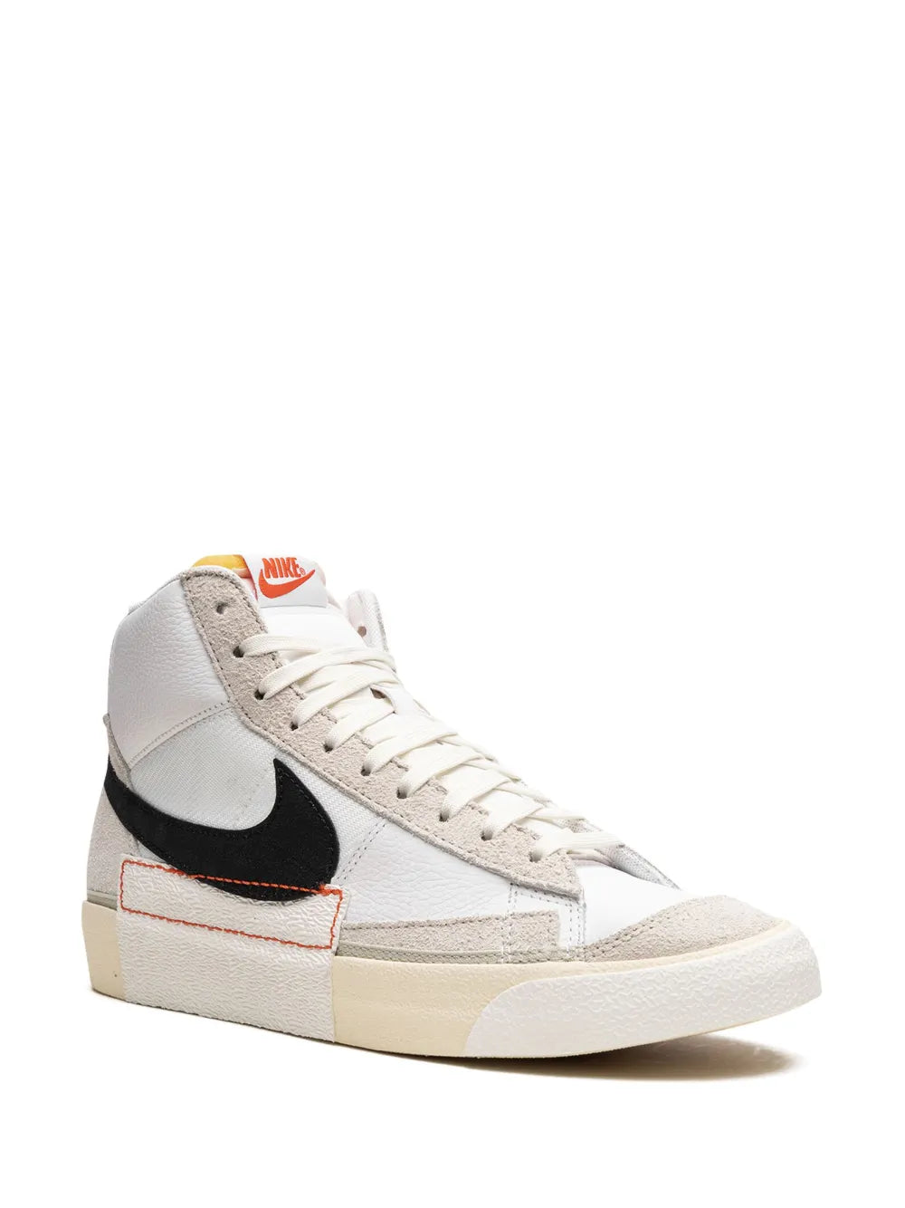 Nike Blazer Mid '77 high-top sneakers in light gray/white with black swoosh, white laces