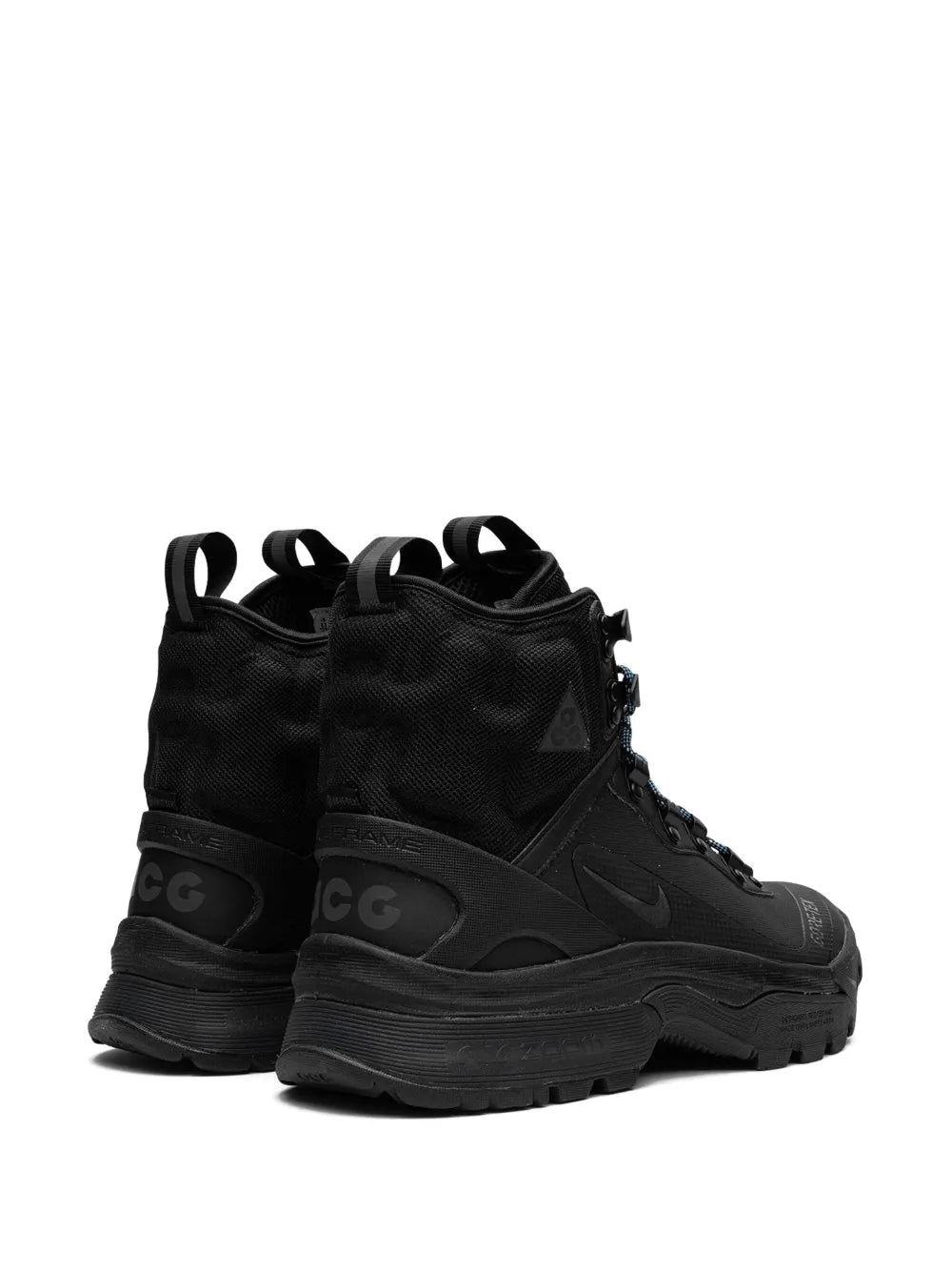 Black Nike ACG high-top sneakers, heel and Swoosh details, lace-up