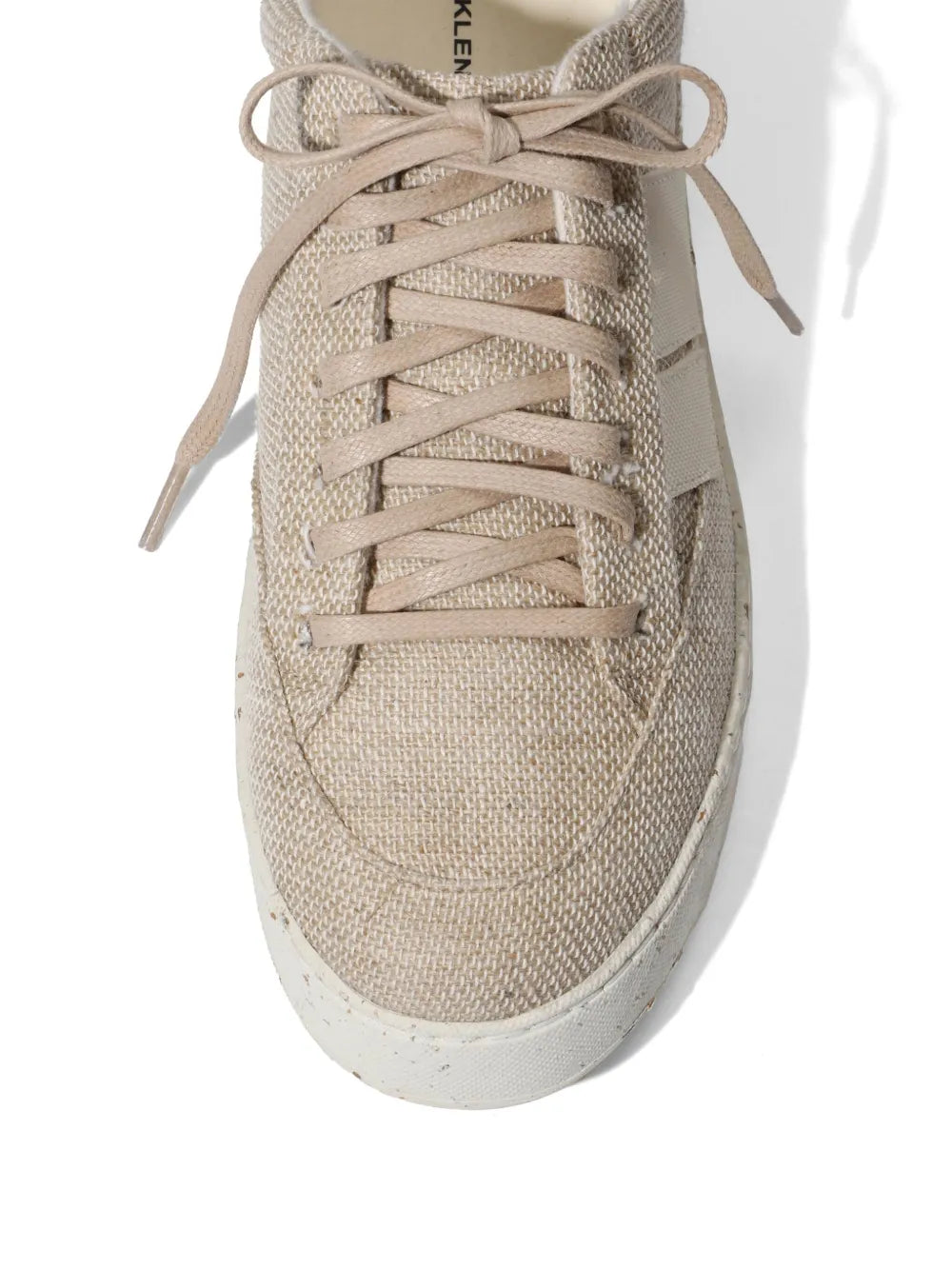 Osklen beige jute sneakers with lace-up front and stitched toe cap