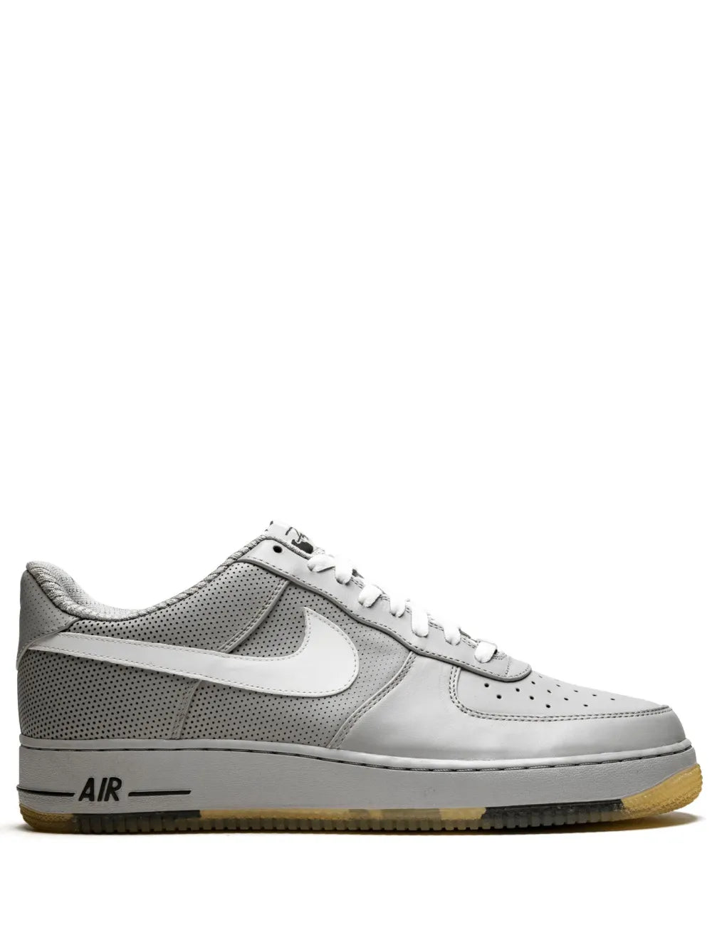 Nike Air Force 1 low-top sneakers, white leather with gray mesh panels