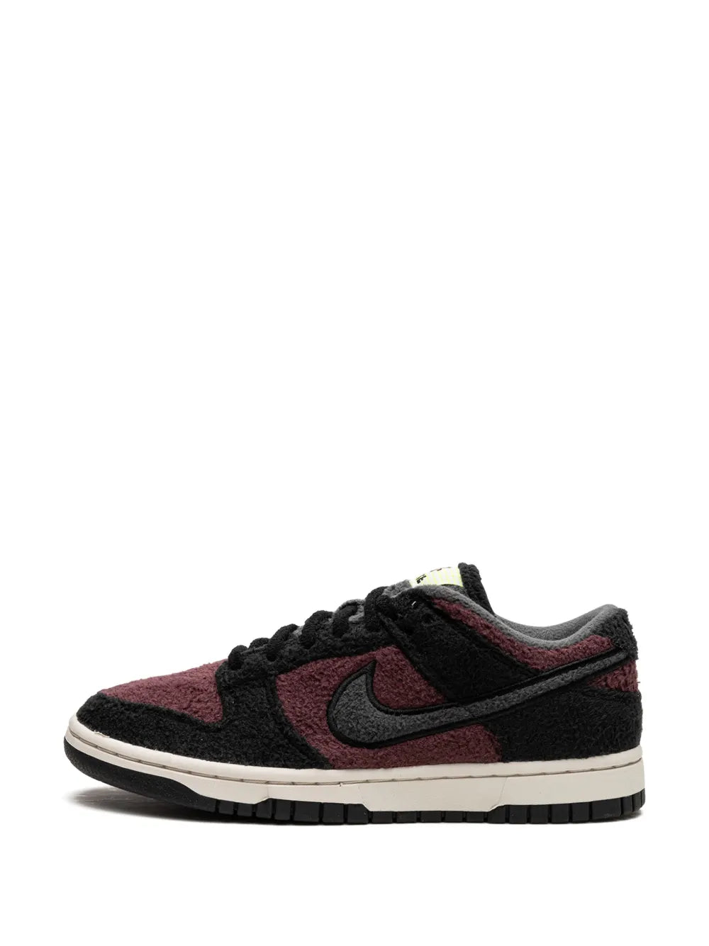 Black and burgundy lace-up low-top sneaker with Nike Swoosh
