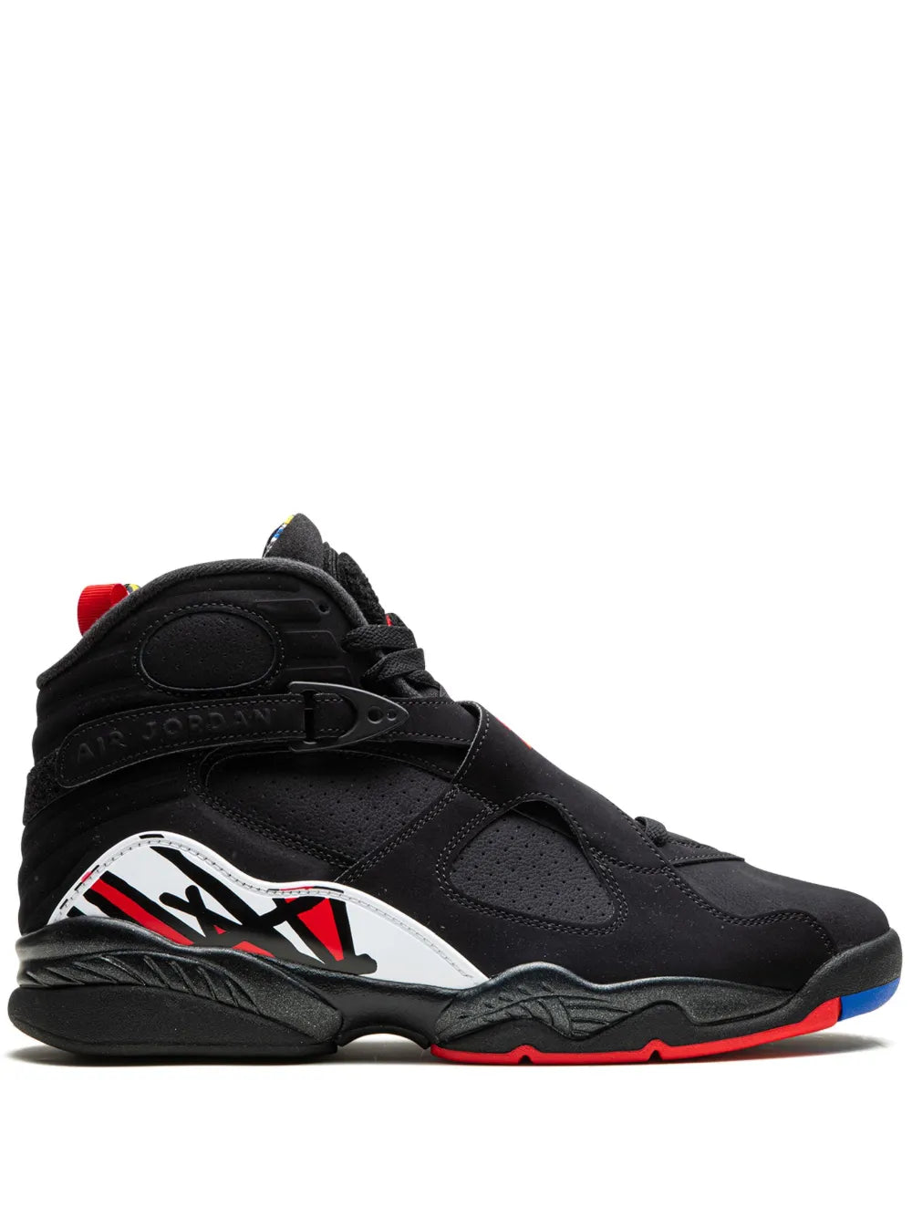 Air Jordan 8 Playoffs black high-top sneakers with red and white accents