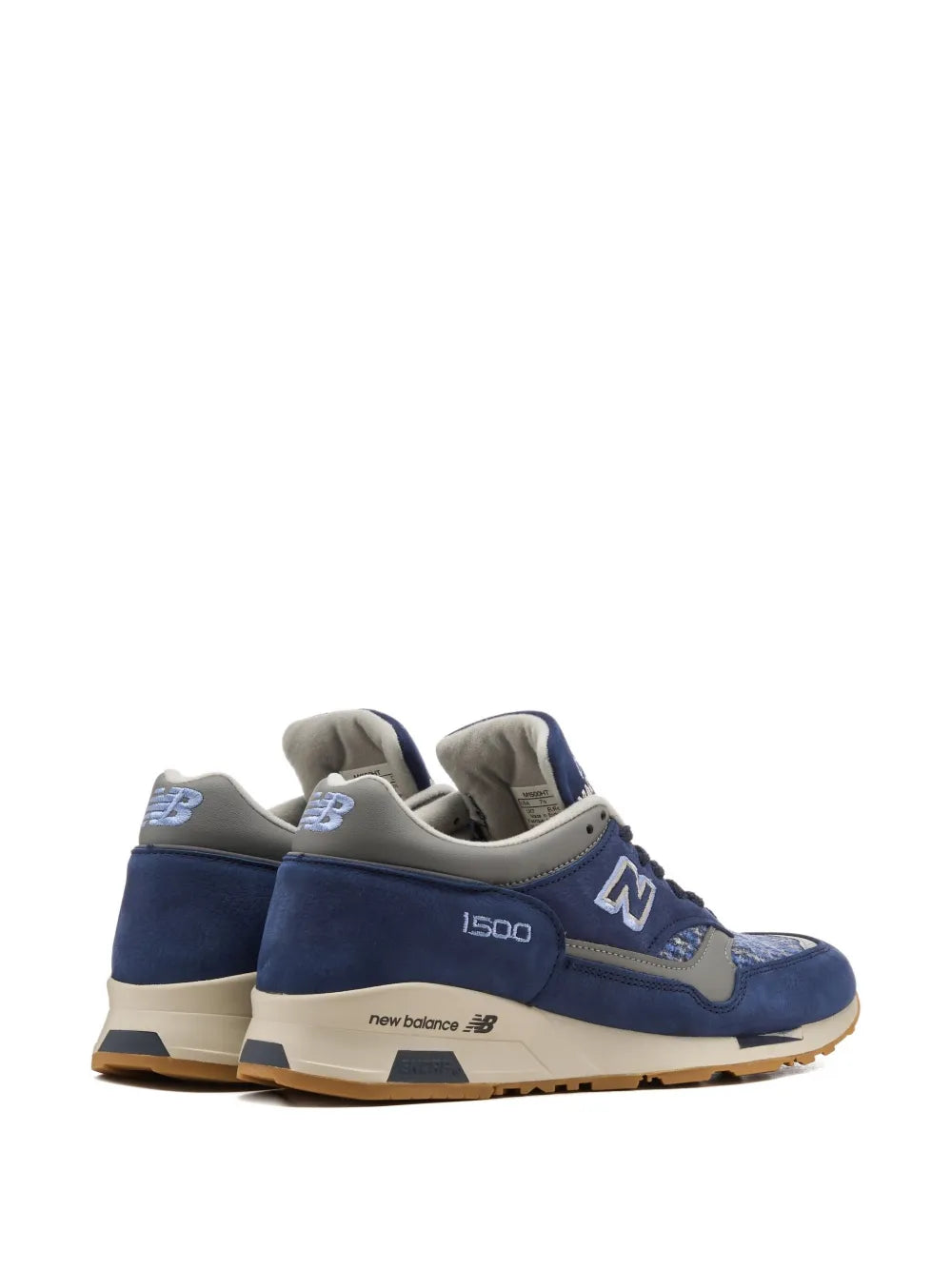New Balance 1500 navy sneakers heel and side view, with 1500 branding and N logo