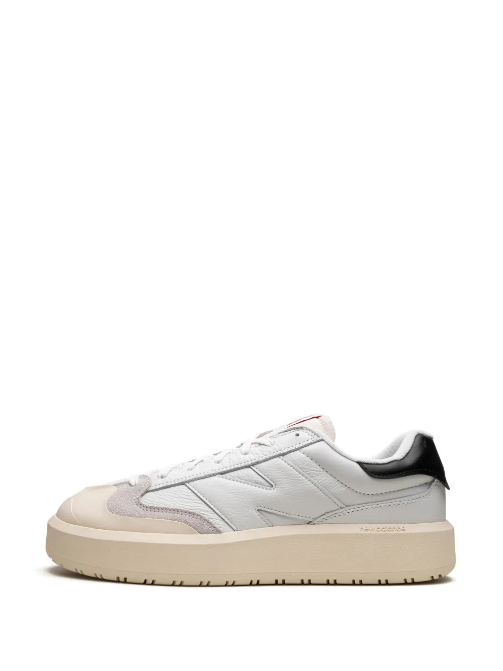 New Balance Ct302 white sneakers with lace-up front and gray panel overlays