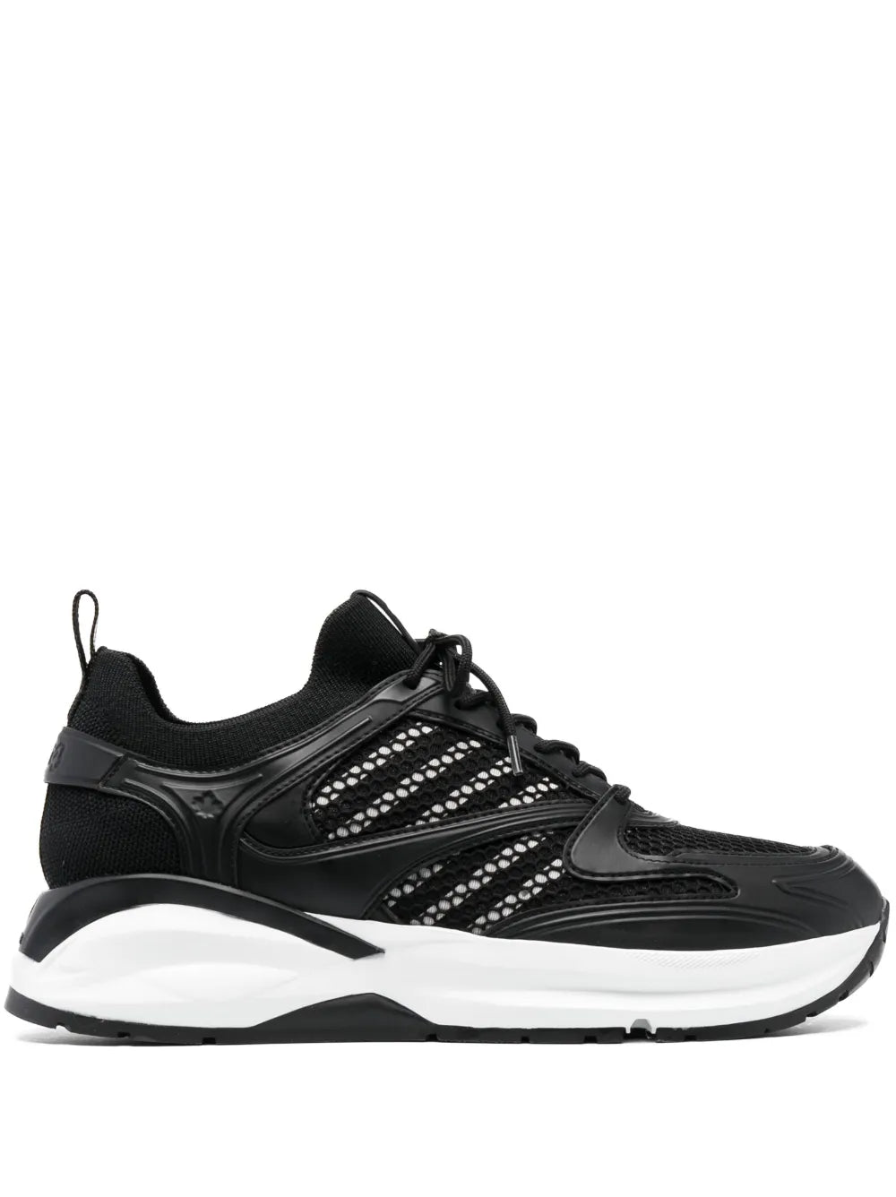 Dsquared2 black low-top sneakers, lace-up with panel details, mesh stripe, white sole