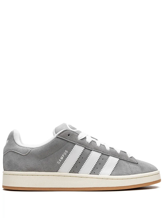 adidas Campus 00S low sneakers, grey suede, white triple stripes, gum sole