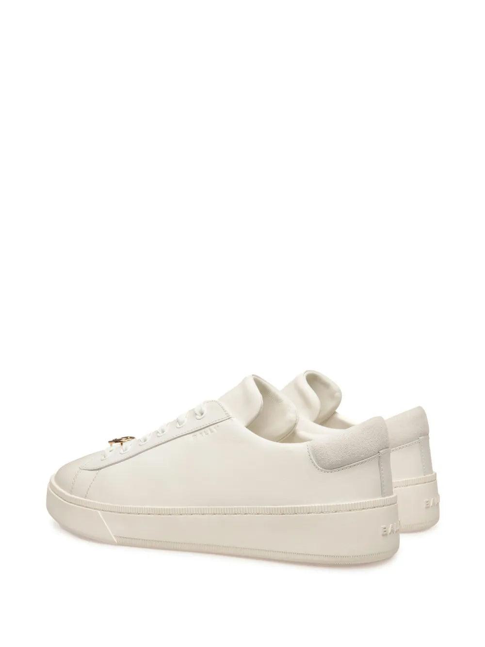 Bally Ryver leather sneakers in white, cushioned collar and logo at heel.