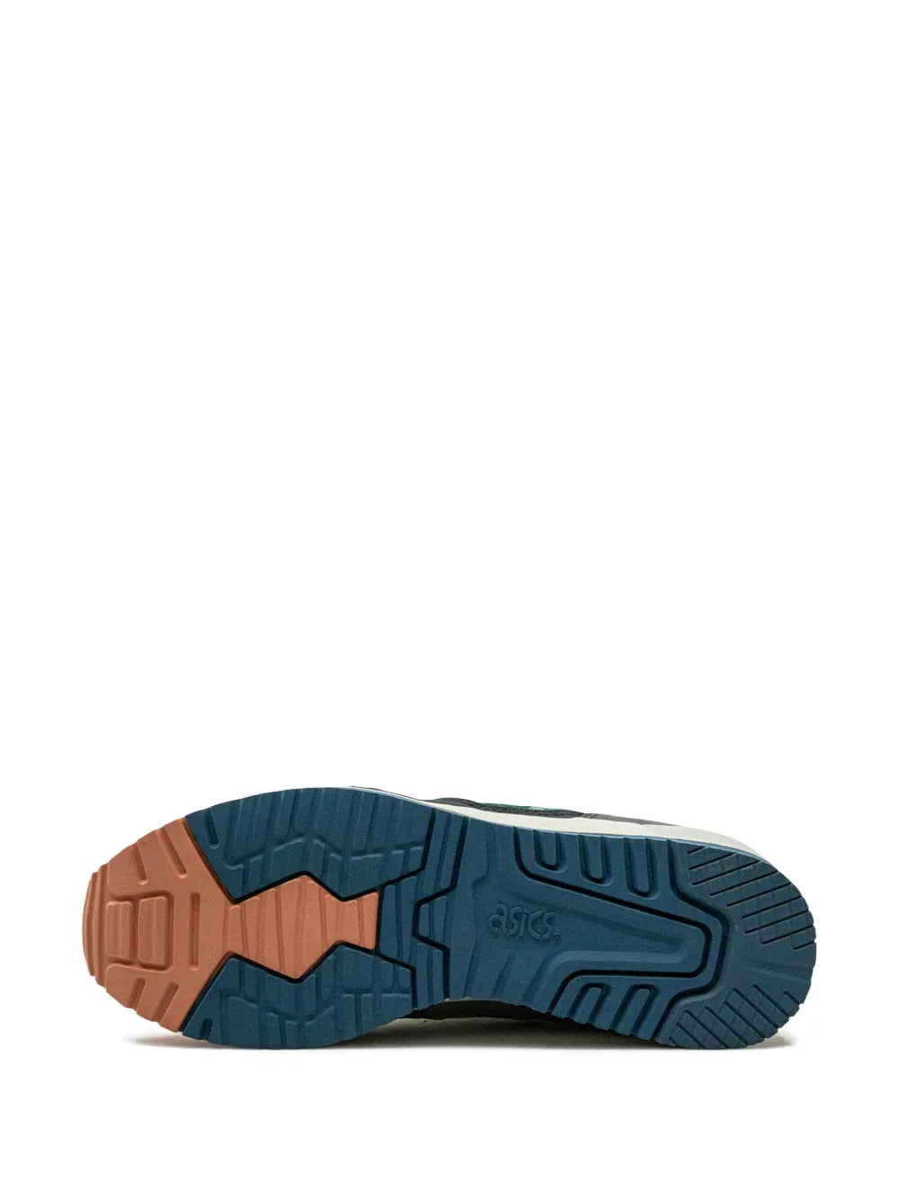Asics Gel-Lyte III outsole with blue and brown rubber tread
