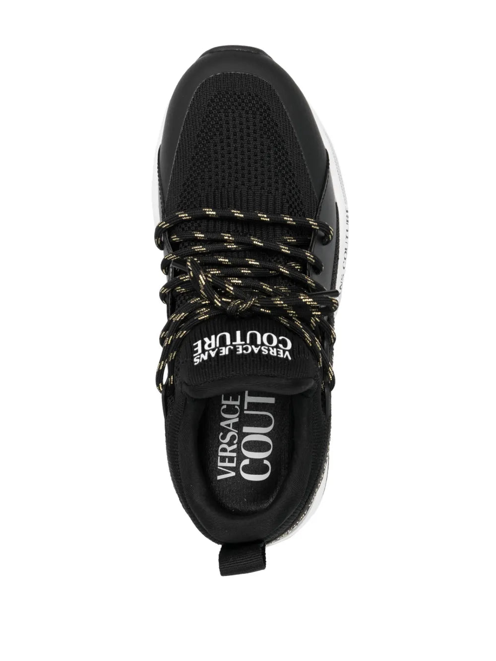 Black lace-up low-top sneakers with Versace Jeans Couture insole and white midsole