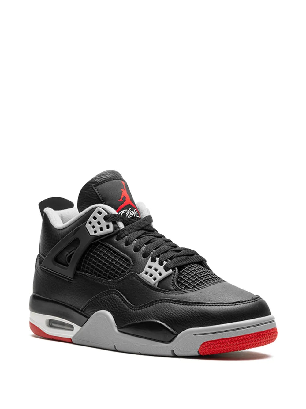 Air Jordan 4 low-top sneakers, black upper with red lining and mesh panels
