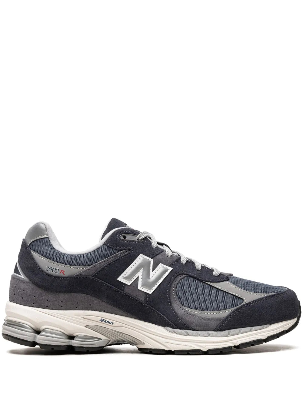 New Balance 2002R running sneaker, dark navy upper with gray N logo and white sole