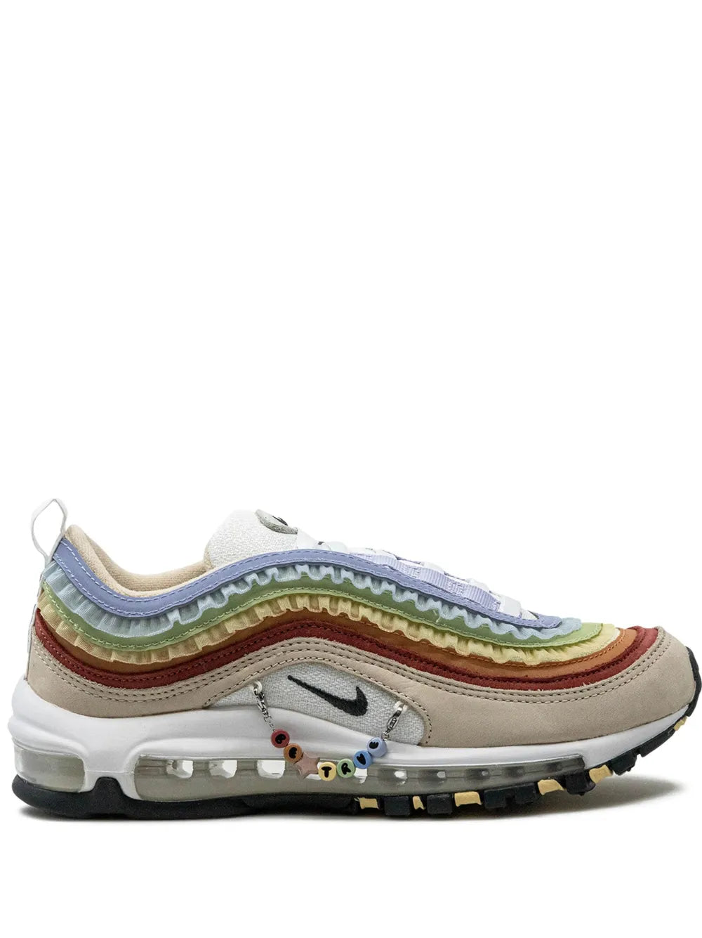 Nike Air Max 97 beige running sneakers with rainbow wavy trim