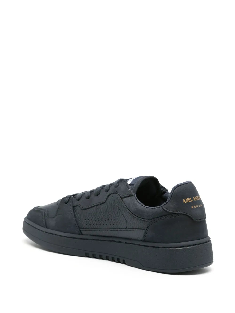 Axel Arigato low-top sneakers, dark navy blue, back side view with logo