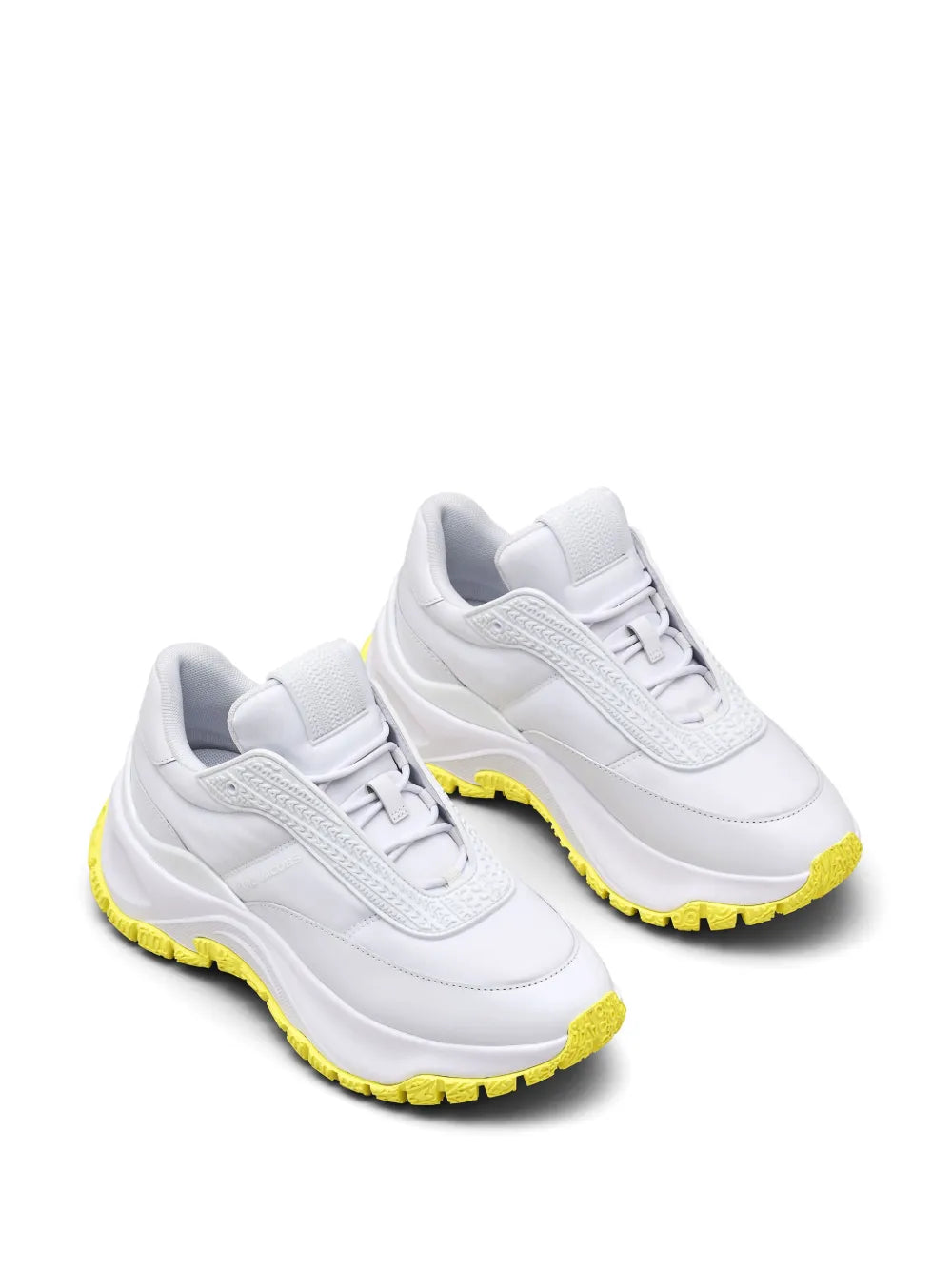 Marc Jacobs optical white lace-up sneakers with citron yellow soles