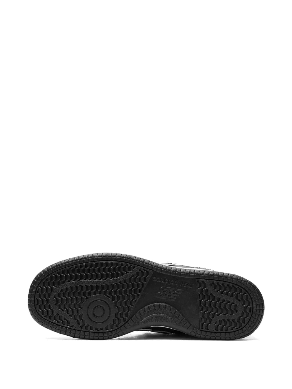 New Balance 480 sneaker outsole in black with textured rubber tread