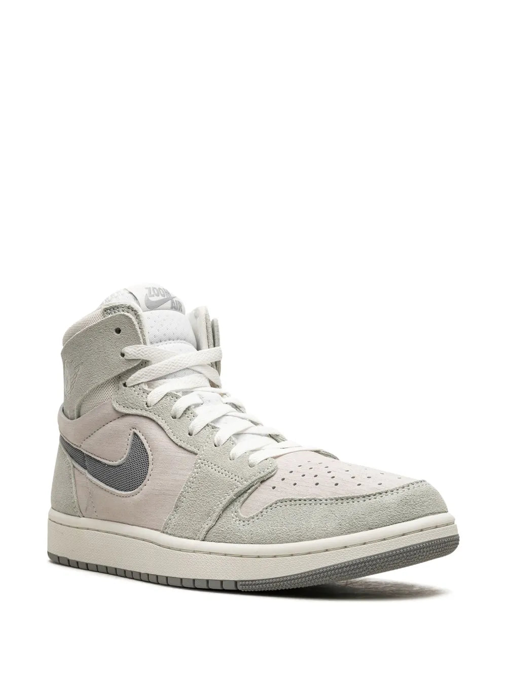 Air Jordan 1 Zoom Air Cmft 2 sneaker, Particle Grey front lace view
