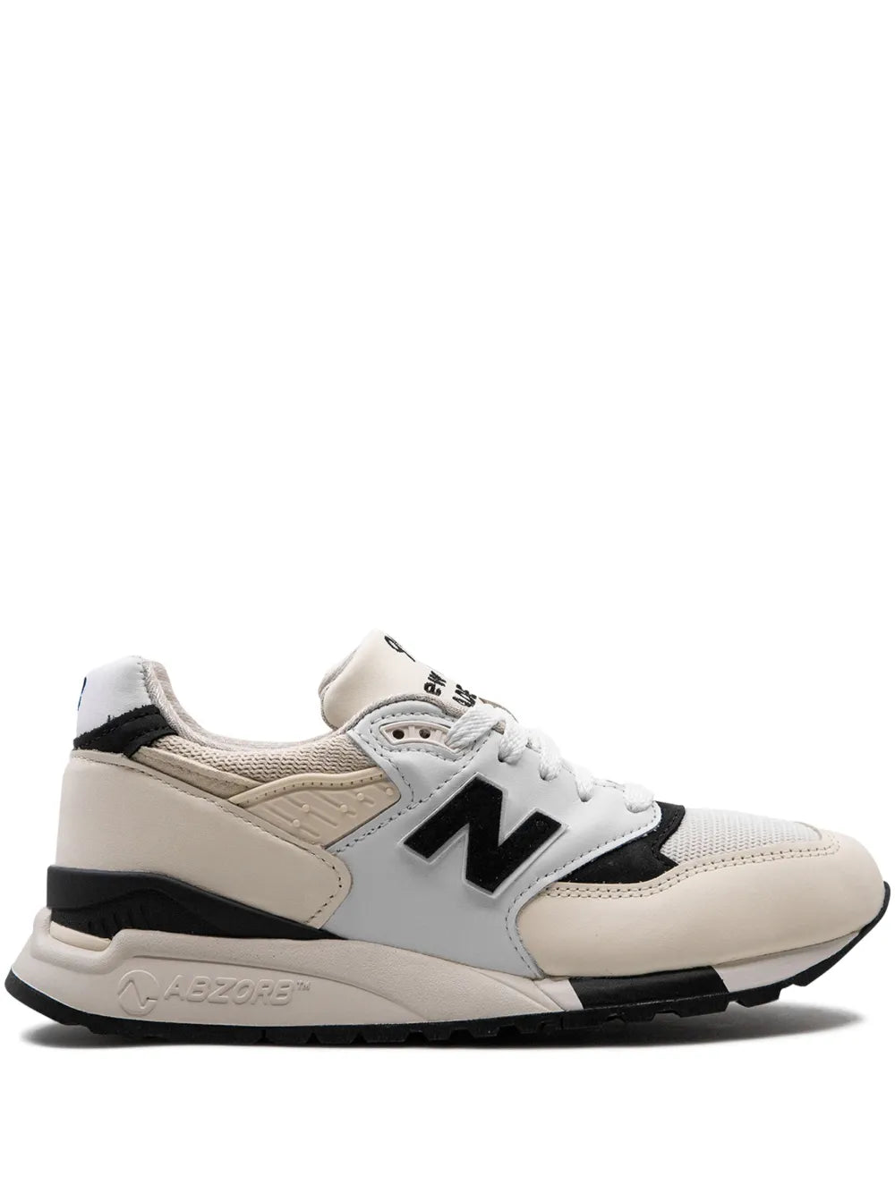 New Balance 998 Made-in-USA sneakers, white/black upper with N side logo