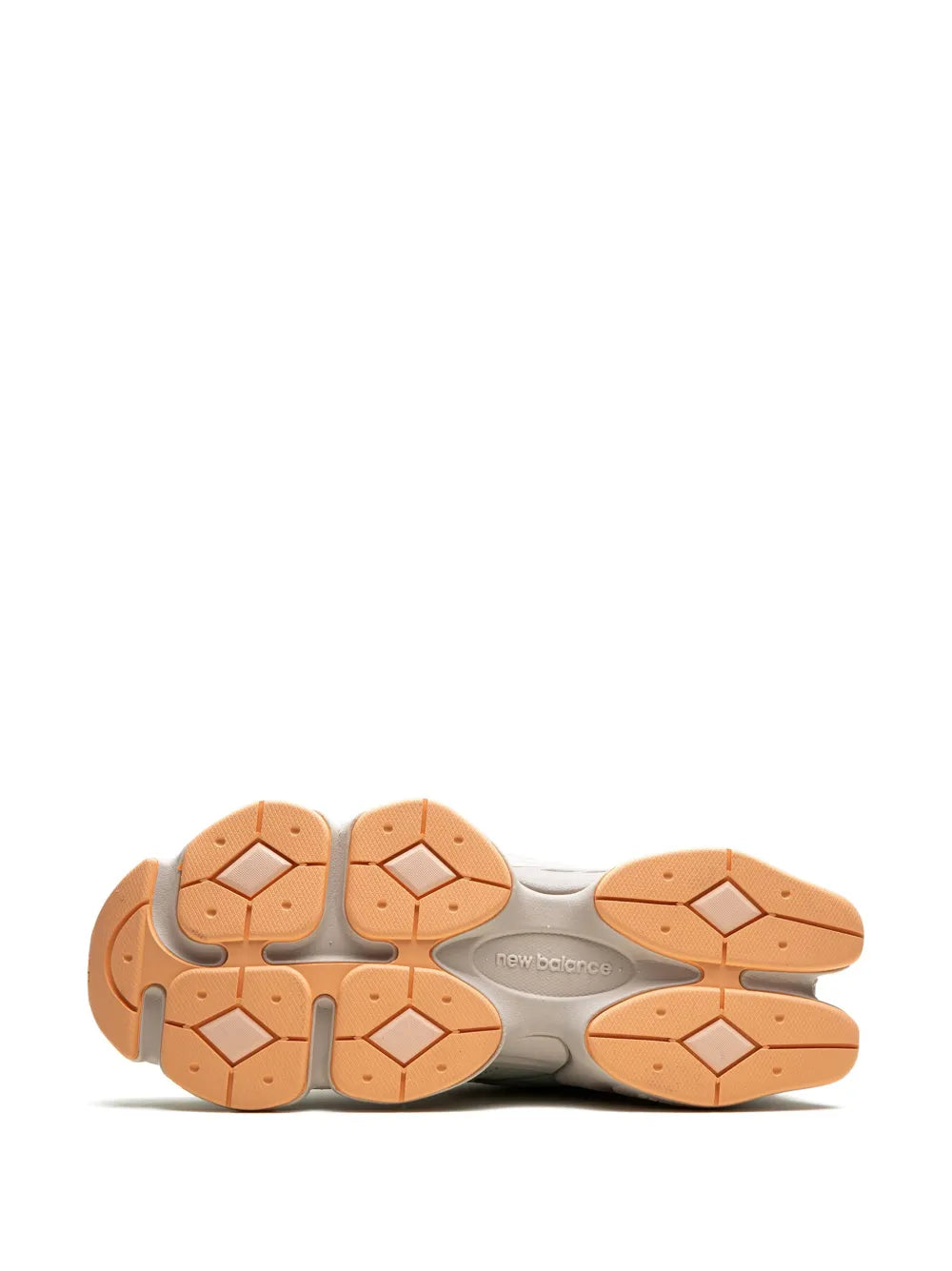 New Balance 90/60 sneaker outsole with hex tread, tan and gray rubber.