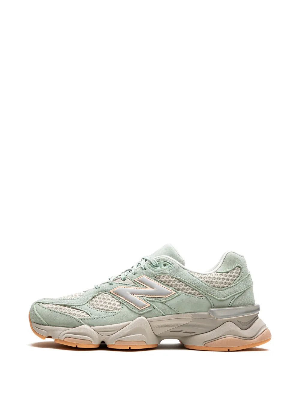 Mint green New Balance 90/60 lace-up sneakers with N logo and gray midsole.