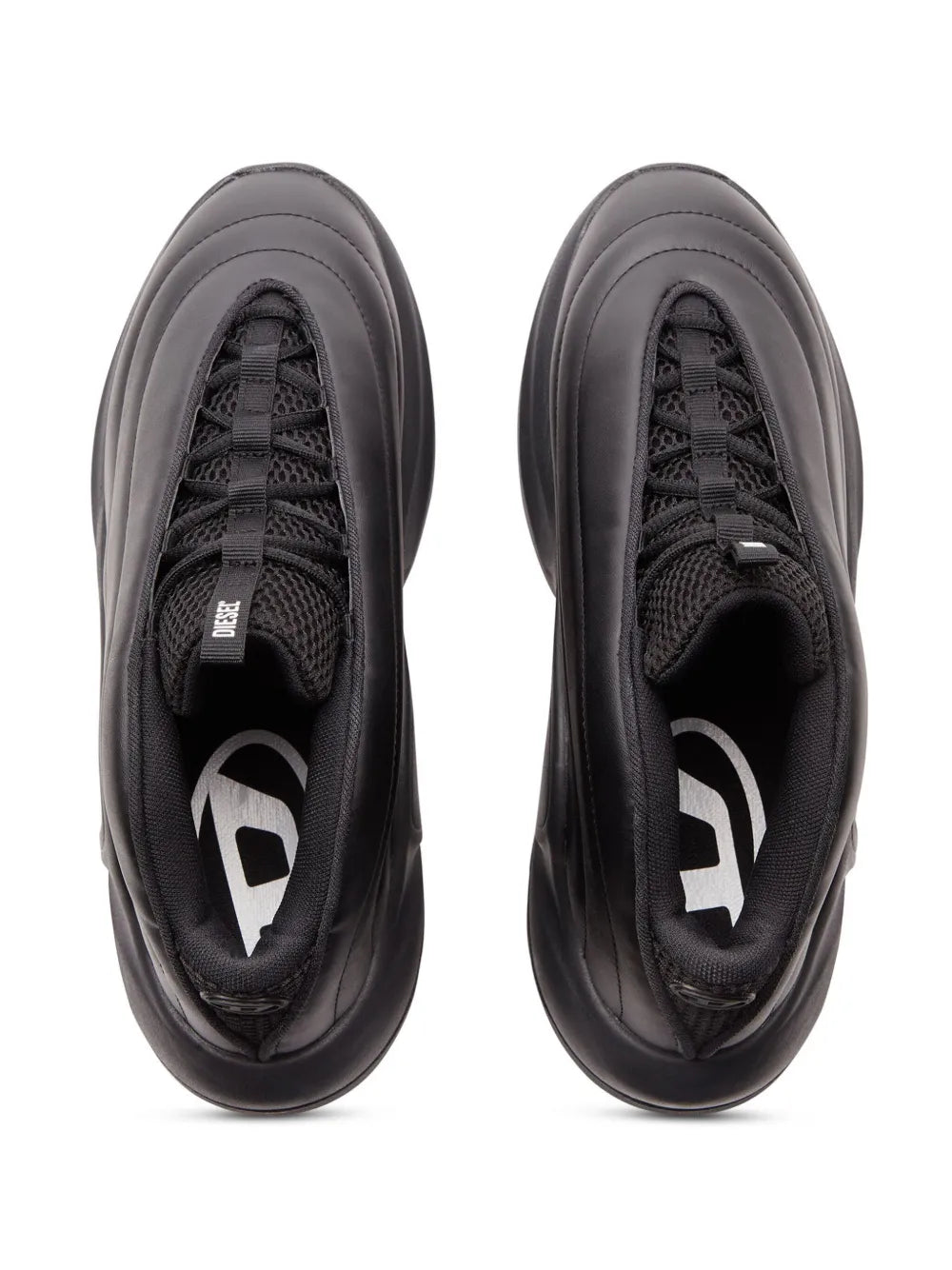 Diesel S-D-Runner X black lace-up sneakers, front view with logo on tongue
