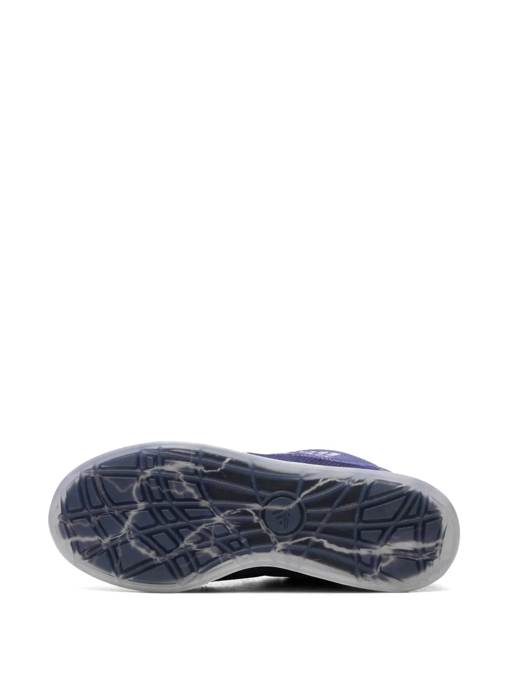 Navy rubber outsole with textured tread pattern for traction